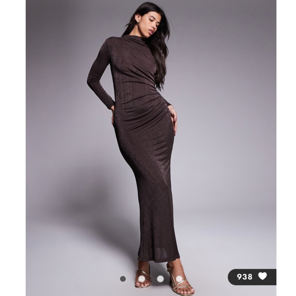 Daska exclusive jersey maxi dress with drape detail in chocolate brown